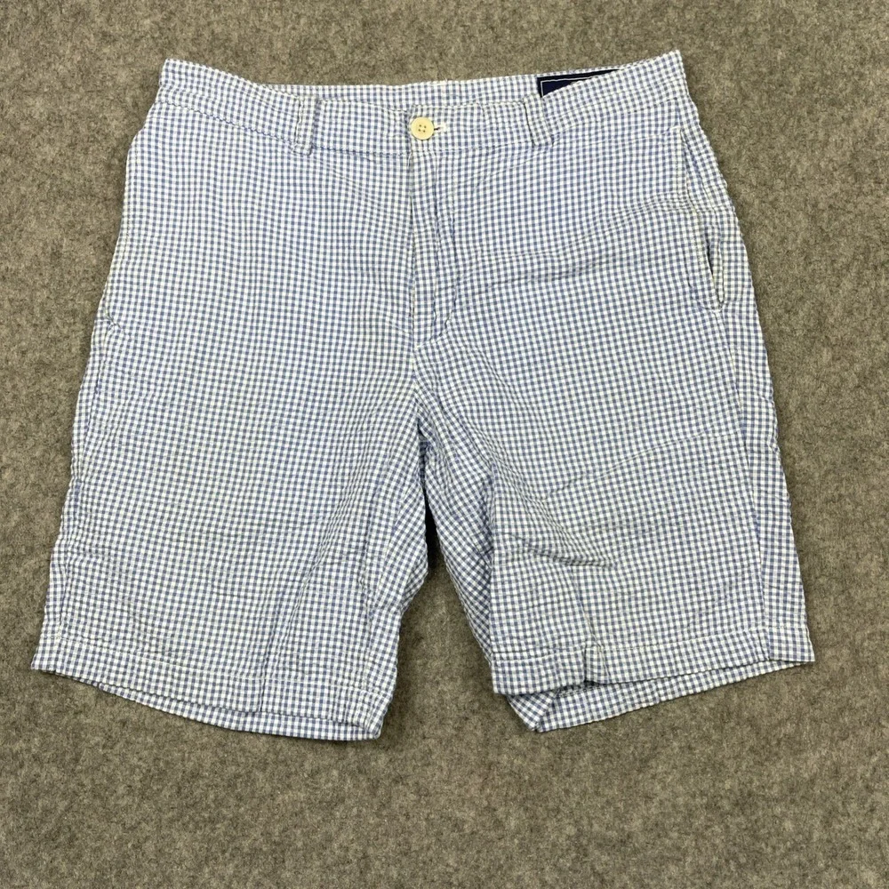 Vineyard Vines Seersucker Shorts 32 Blue Gingham Plaid‎ 9
